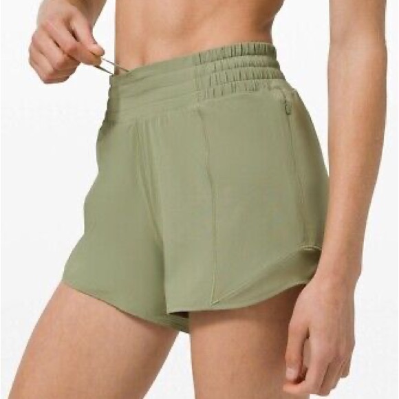 lululemon athletica Pants - Lululemon Hotty Hot HR Short 4” Rosemary Green Lined Athleisure Shorts